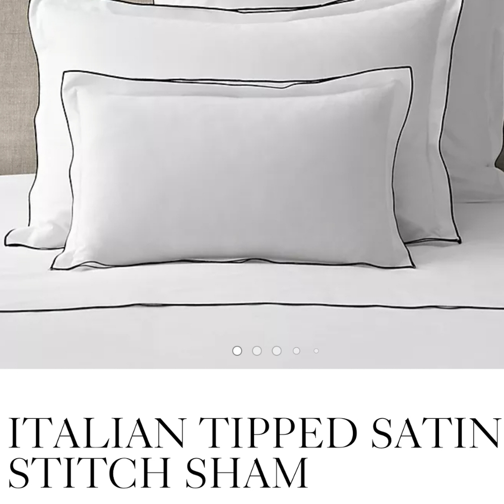 RESTORATION HARDWARE LUMBAR SHAM Italian tipped stitch white gray nwot